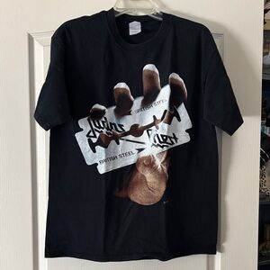 Vintage Black Judas Priest BRITISH STEEL world tour Graphic Tee